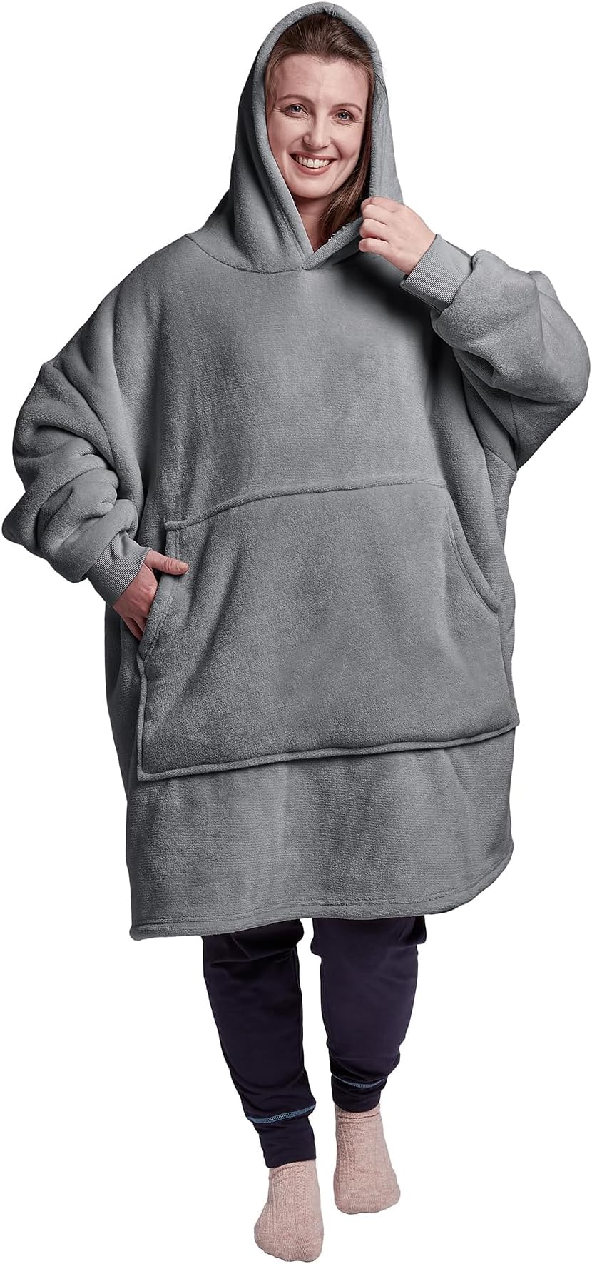 Silentnight Snugsie Oversized Blanket Hoodie – Big Ultra Soft Sherpa Fleece Warm Cosy Hooded Giant Wearable Blanket Hoody Throw for Women Men Adults Teens – Charcoal Grey
