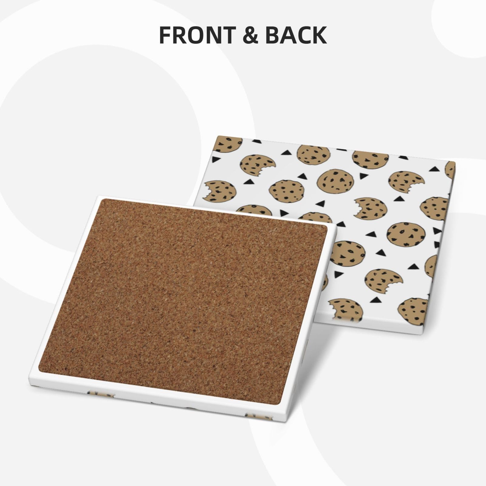 Cookies Food Chip Biscotti stampati sottobicchiere in ceramica Set di 6 sottobicchieri decorativi Sottobicchiere