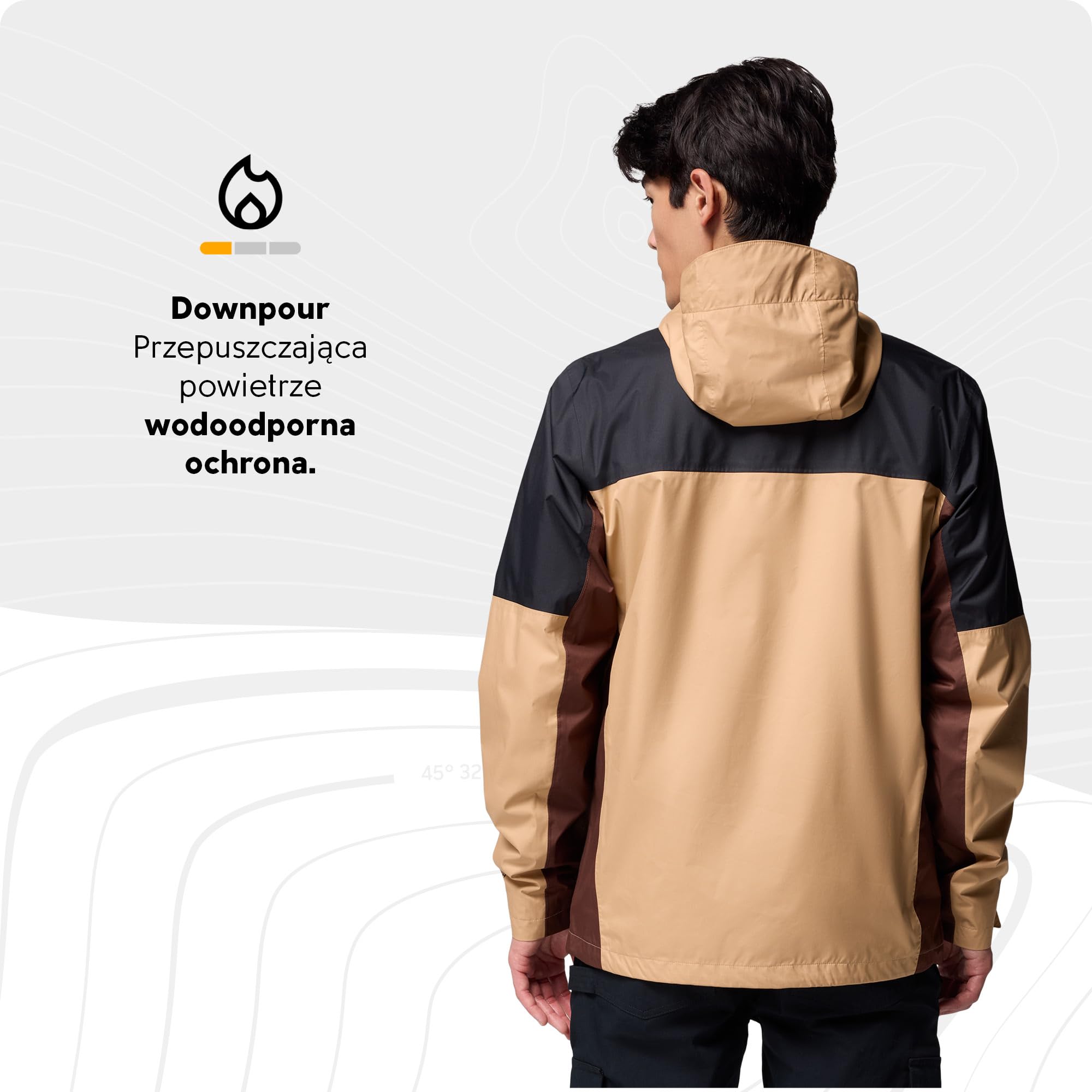 Columbia Męska kurtka Inner Limits 3, wodoodporna kurtka przeciwdeszczowa, kajakowa, czarna, tytoń, M