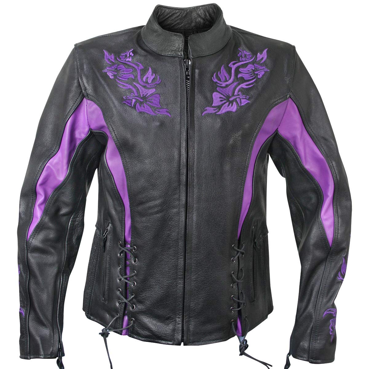Purple Leather Embroidered Jacket 