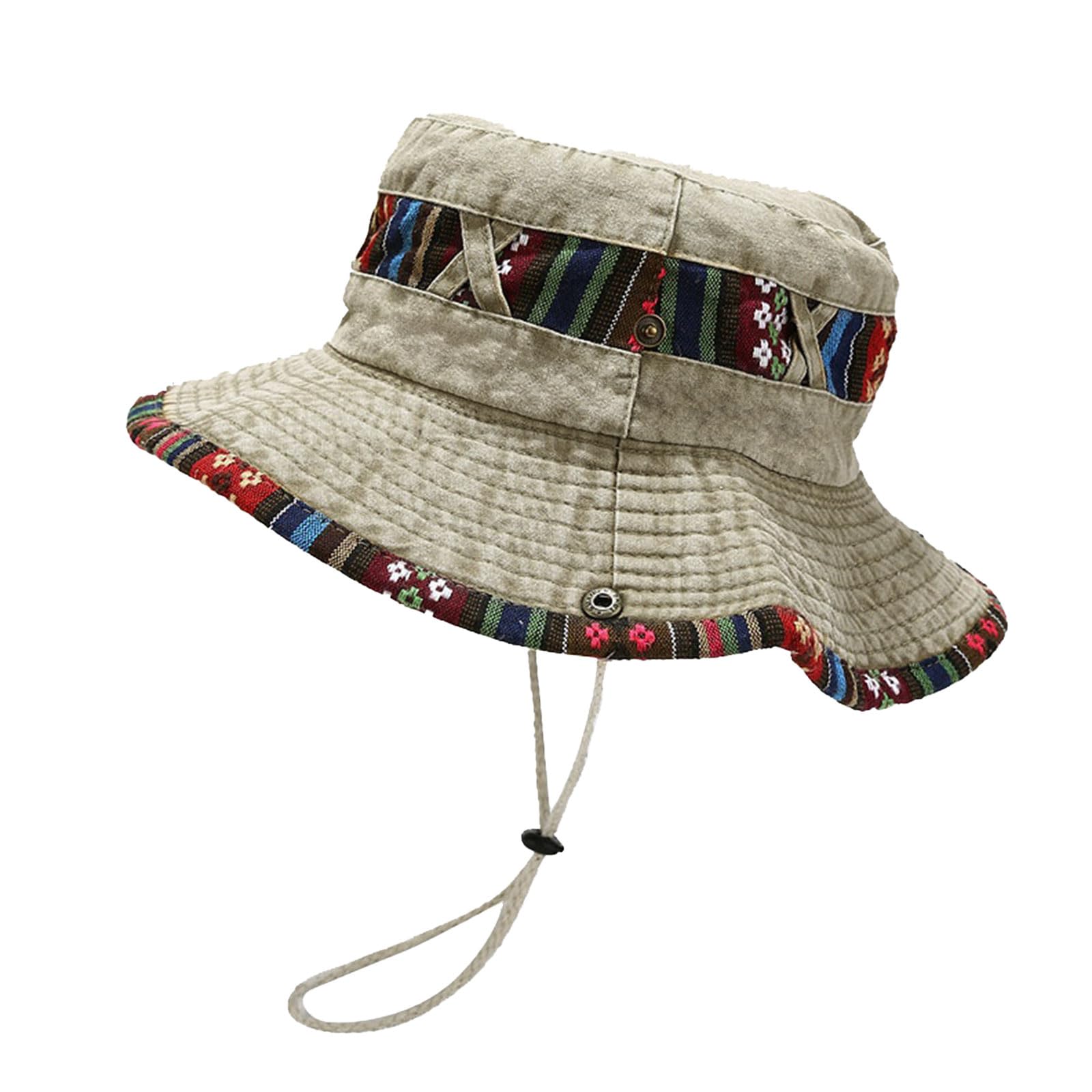 Feng Shui， Chapeau de Soleil d'été, Chapeau de Safari, Pliable, Protection UV, imprimé, Chapeau de pêche, de randonnée, de Marche, avec mentonnière réglable pour Homme et Femme (Kaki)