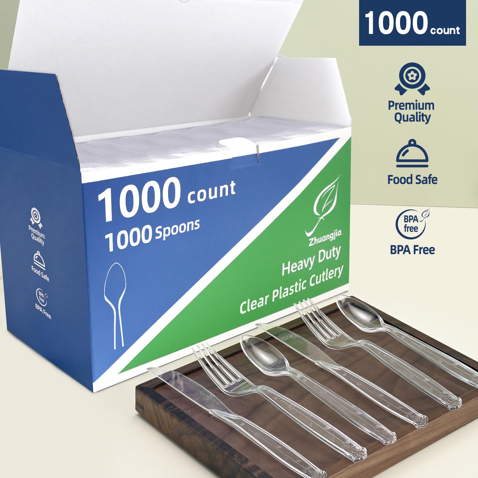 1000 Heavy Duty Plastic Spoons - Disposable -4
