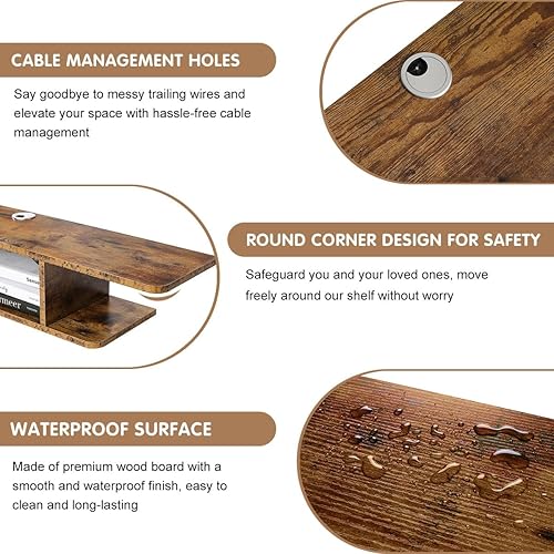 Miniatura 5 de GHC Soporte flotante para TV, centro de entretenimiento montado en la pared y estante de gabinete, consola de TV con almacenamiento, consola