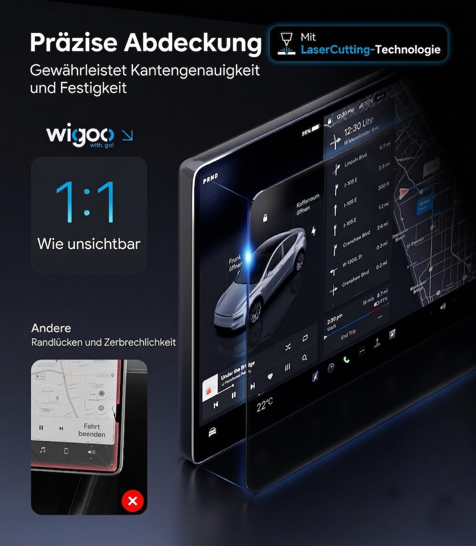 Wigo 2026 Tesla Model Y Juniper (Premium & Performance) Displayschutzfolie matt [Blendfrei & Fingerabdruck-resistent] – Tesla Model Y Juniper 2026 Zubehör, 16-Zoll-Schutzglas mit Ausrichtungshilfe