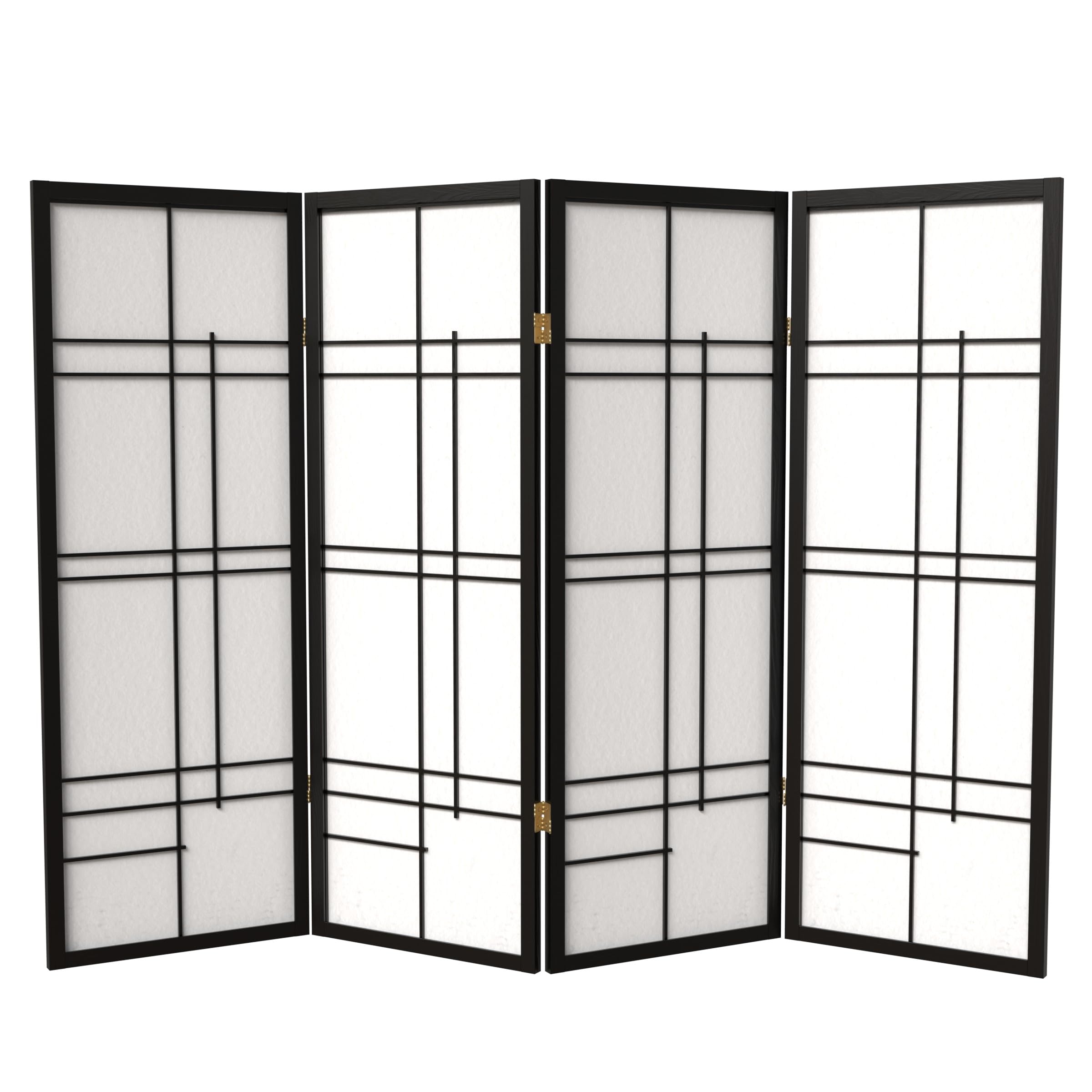 4 ft. Short Eudes Shoji Screen - Black - 4 Panels