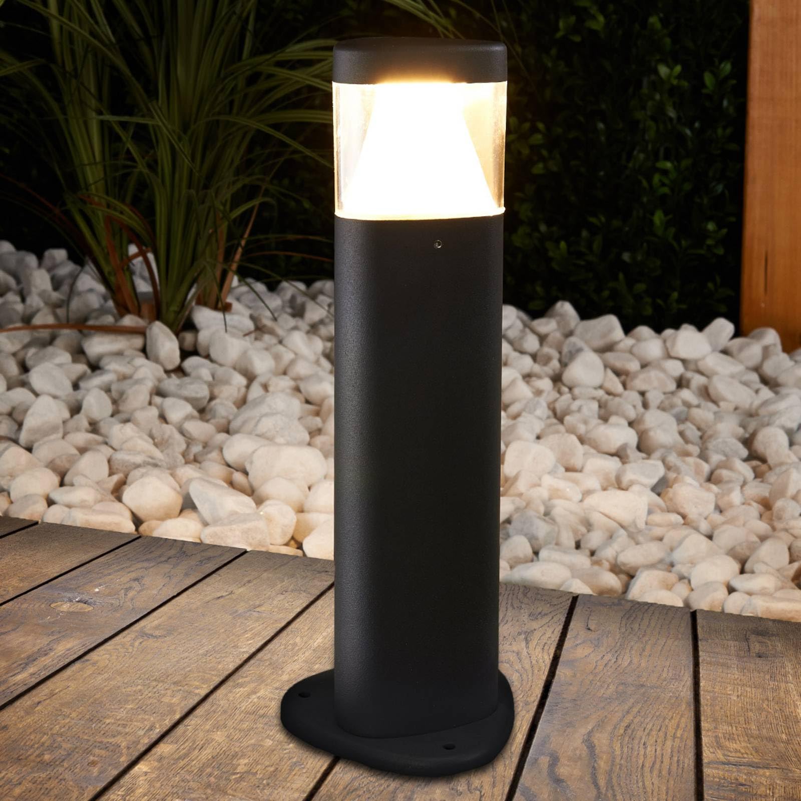 Lucande LED Borne Eclairage Exterieur Milou (Moderne) en Noir Aluminium (1 lampe,à), Lumineuse Luminaire Lampe Jardin Led