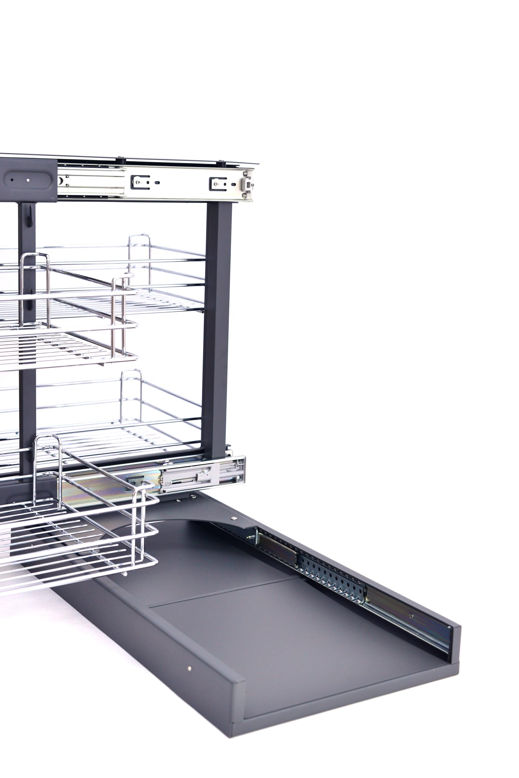 TMY Magic Corner Eckschrank Organizer Beidseitig Montierbar bis 50 kg | Ausziehbare Schublade Küche Stahl, Auszug Küchenschrank Soft-Close-Funktion, Teleskopschublade Ausziehbar für Küchen Schrank