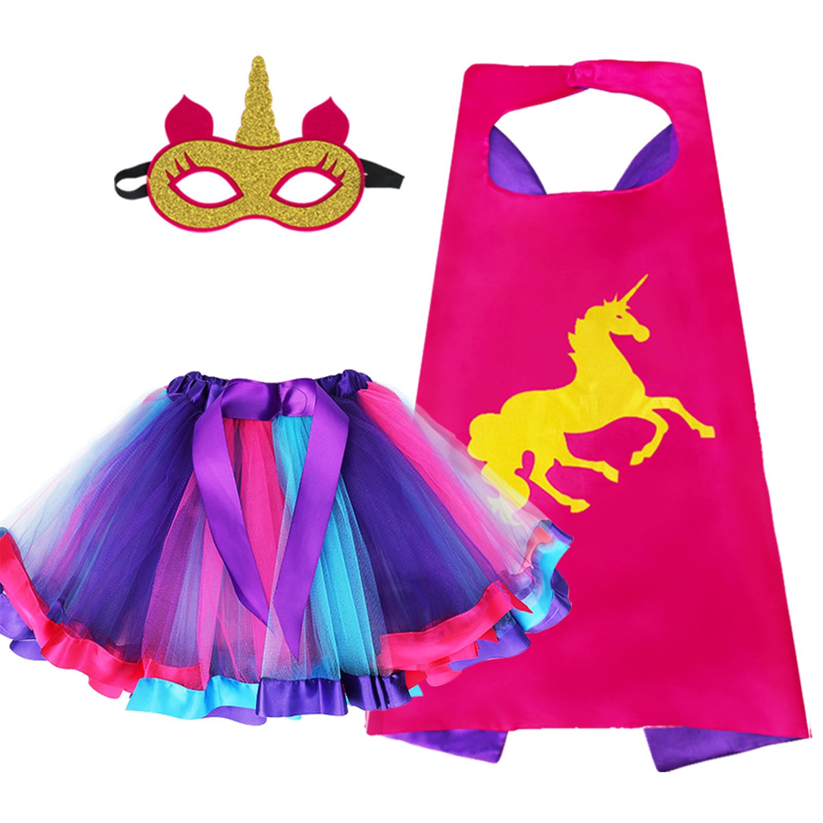 D.Q.Z Toddlers Super Hero Costumes for Girls Superhero-Capes Rainbow TuTu, Princess Dress Up Birthday Gifts for 3-6