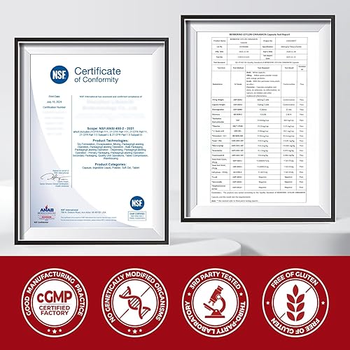 Miniatura 7 de Frishantic 500mg Berberine with Ceylon Cinnamon, Berberine Supplement for Blood Sugar Support, Metabolism*, Gluten-Free, Non-GMO & Vegan, 60 Capsules