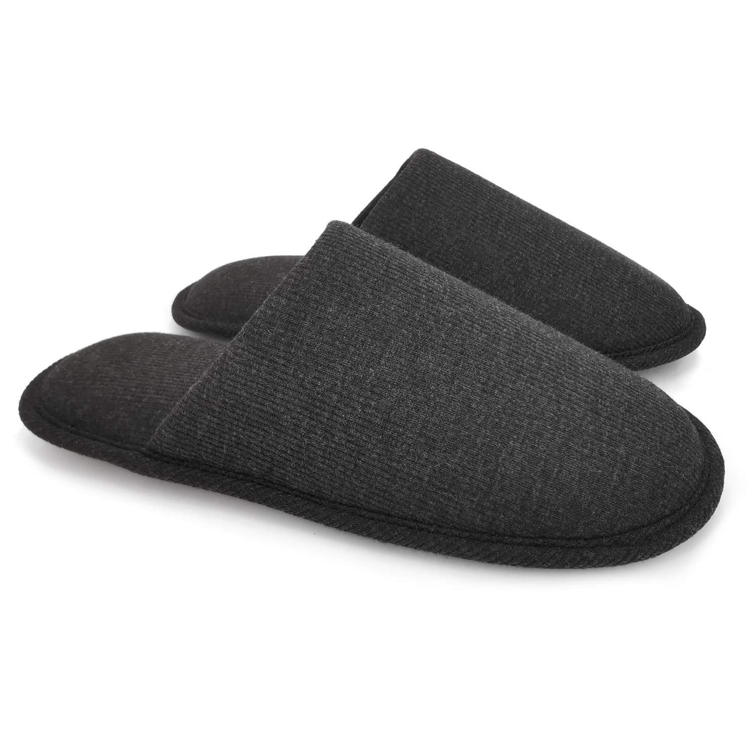 ofoot Mens Indoor Memory Foam Cotton Scuff Slippers Slip On Summer House Shoes Flats Breathable Lightweight Washable Non Skid Rubber Soles