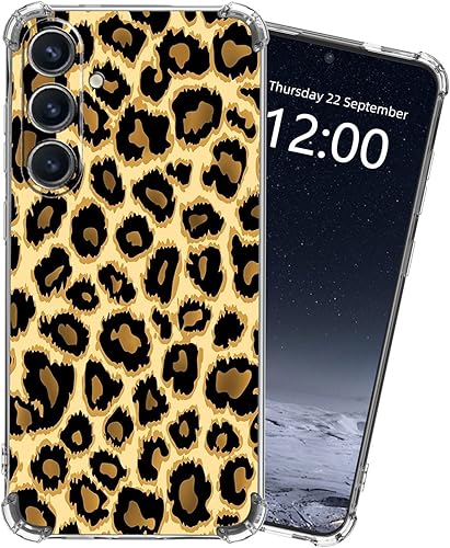 KUJKBFWJ for Samsung Galaxy S25 Clear Case with [Brown Leopard], Non-Yellowing C