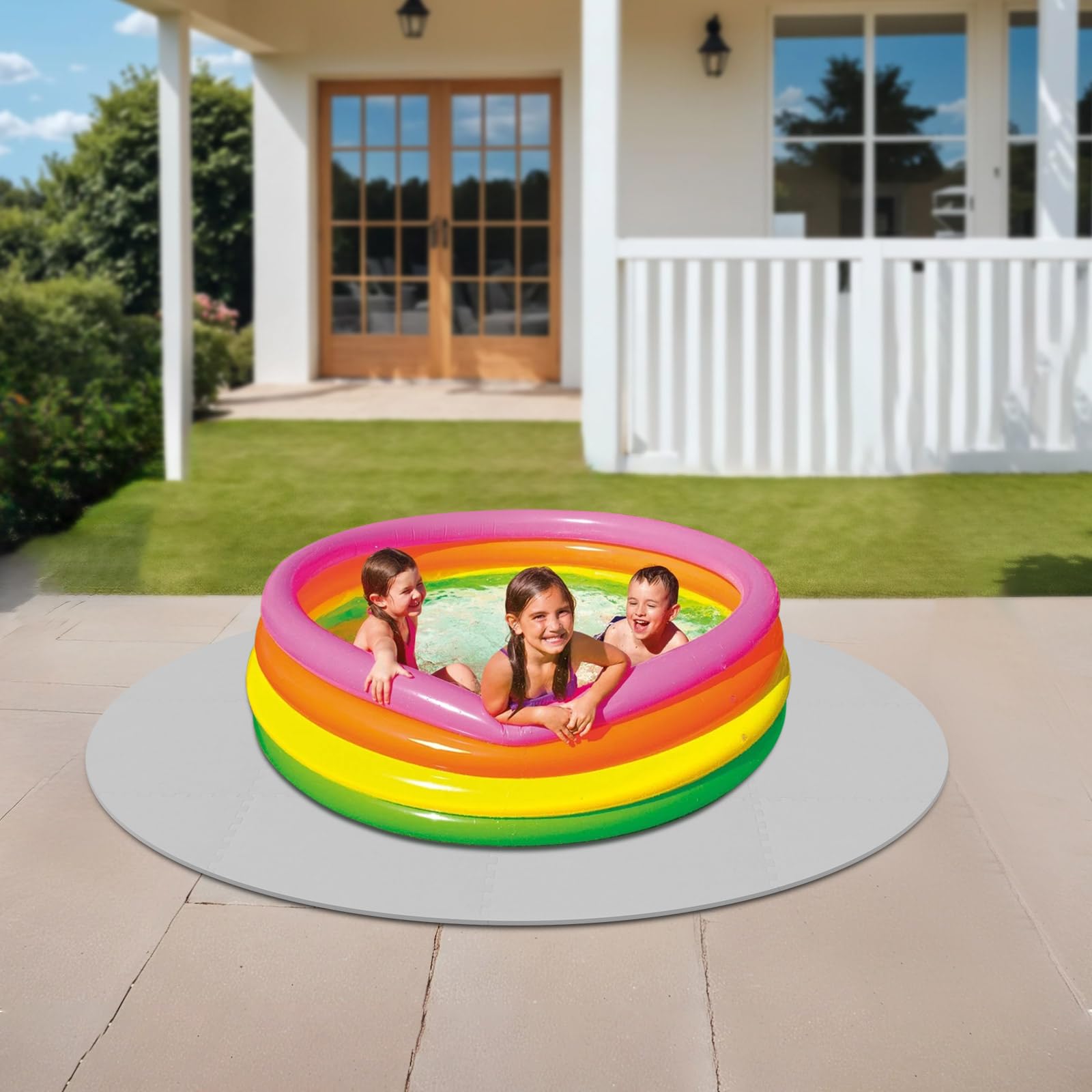 Eva Tapis de bain à remous 196 cm, épaisseur 12 mm, sous-couche antidérapante, tapis de protection du sol, tapis de protection du sol, tapis pour piscine extérieure, gris