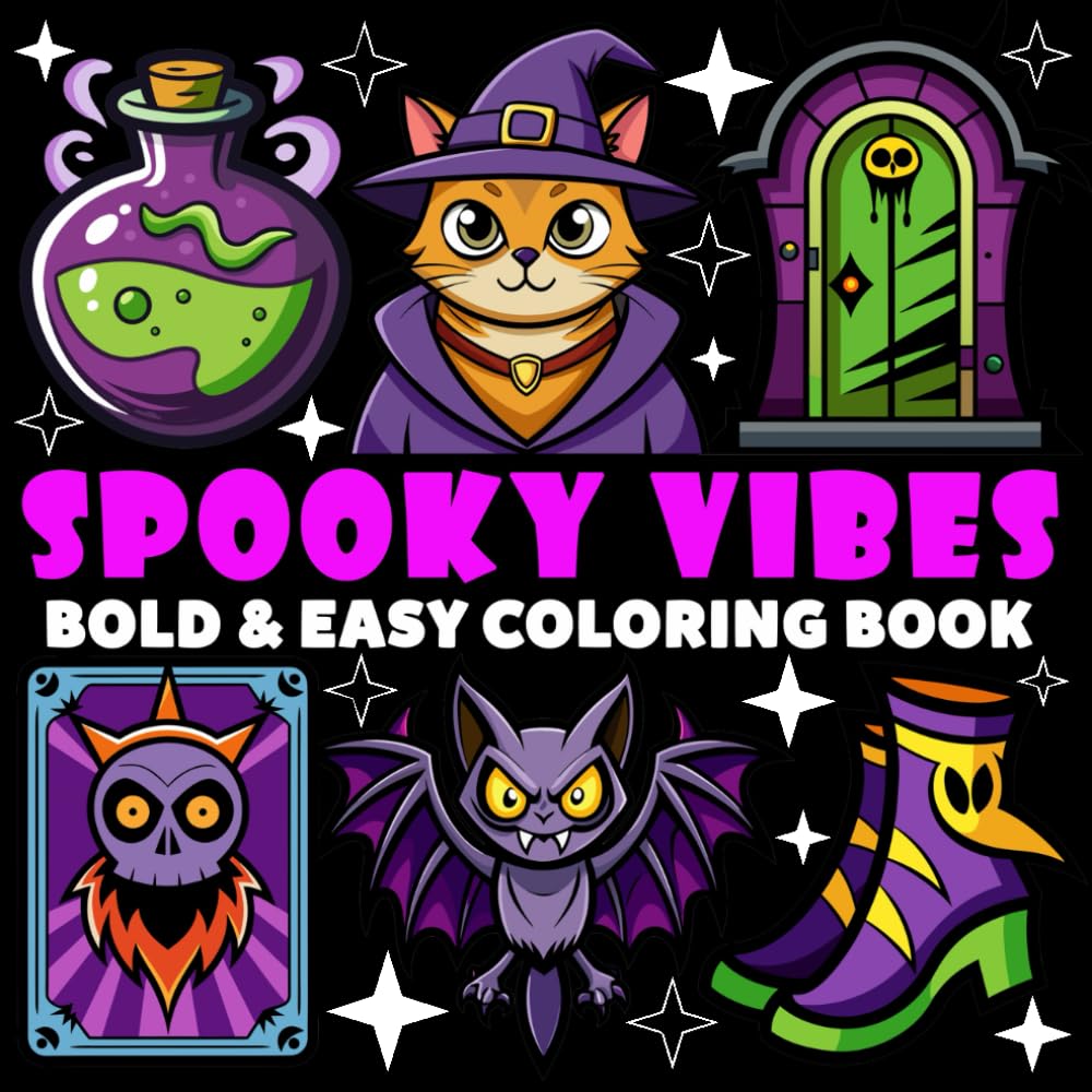 Spooky Vibes Coloring Book | Bold and Easy Coloring Book: 70 Pages - 8.5" x 8.5" - For Little Spooky Lovers (Bold & Easy Coloring Book Series)