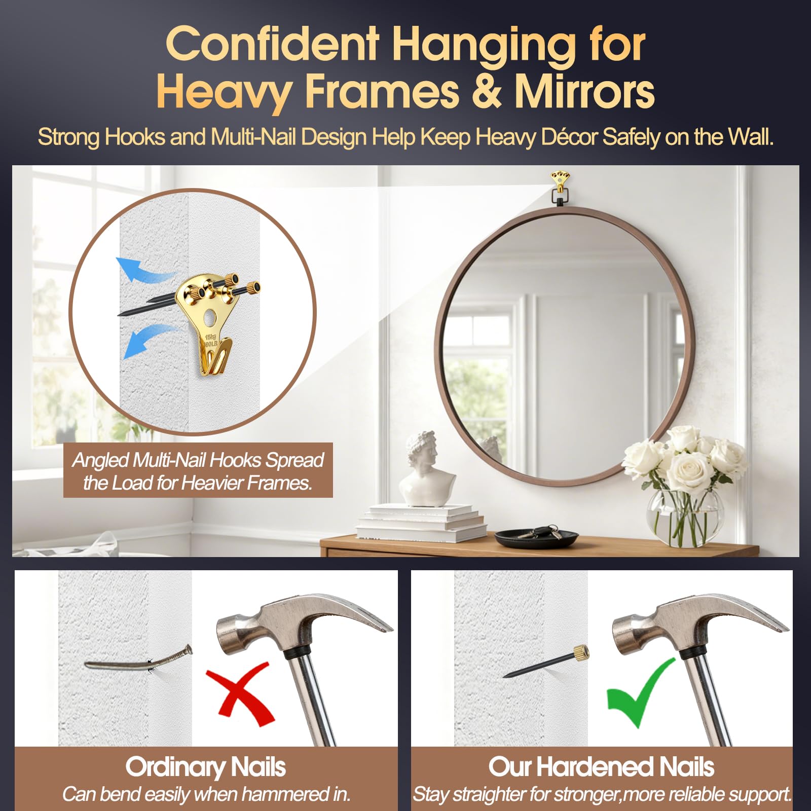 Picture Hangers Kit - 150 Pcs, Heavy Duty Hooks -5