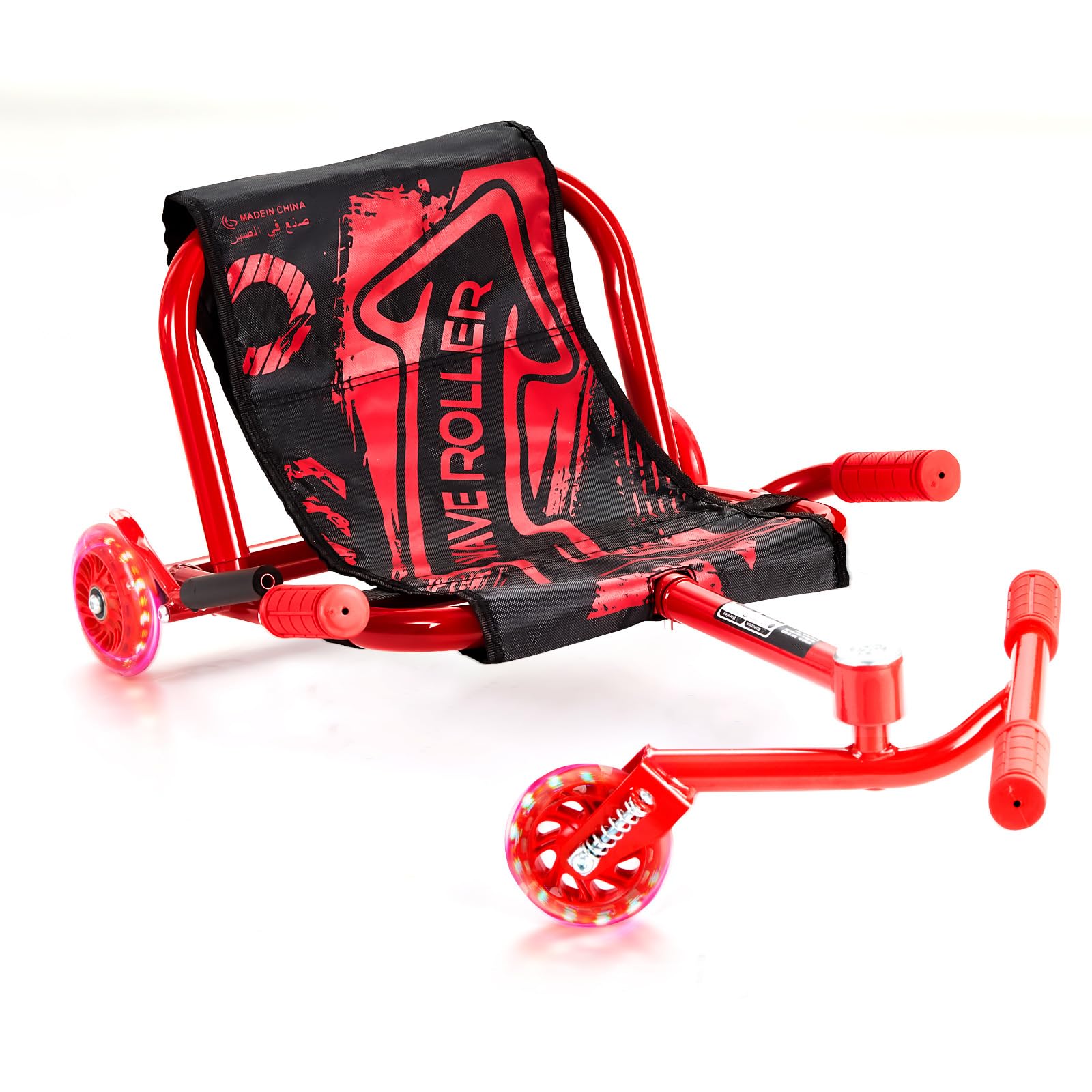 Happybuy Ride-On Scooter, 132 lbs Load Capacity, Swing Side-to-Side for Exciting Zig-Zag Motion, Drifting Toy for Ages 4+, Suitable for Indoor & Outdoor Use, Red