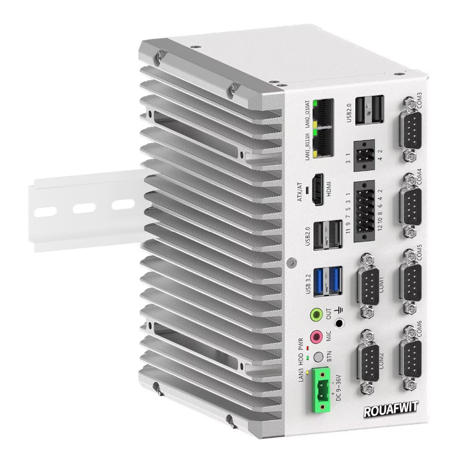 Industrie Mini PC Lüfterlos Fanless Embedded Computer J6412 Dual LAN 6COM 8Pin GPIO 4USB 4K Display Auto Power On DDR4 0G RAM 0G SSD