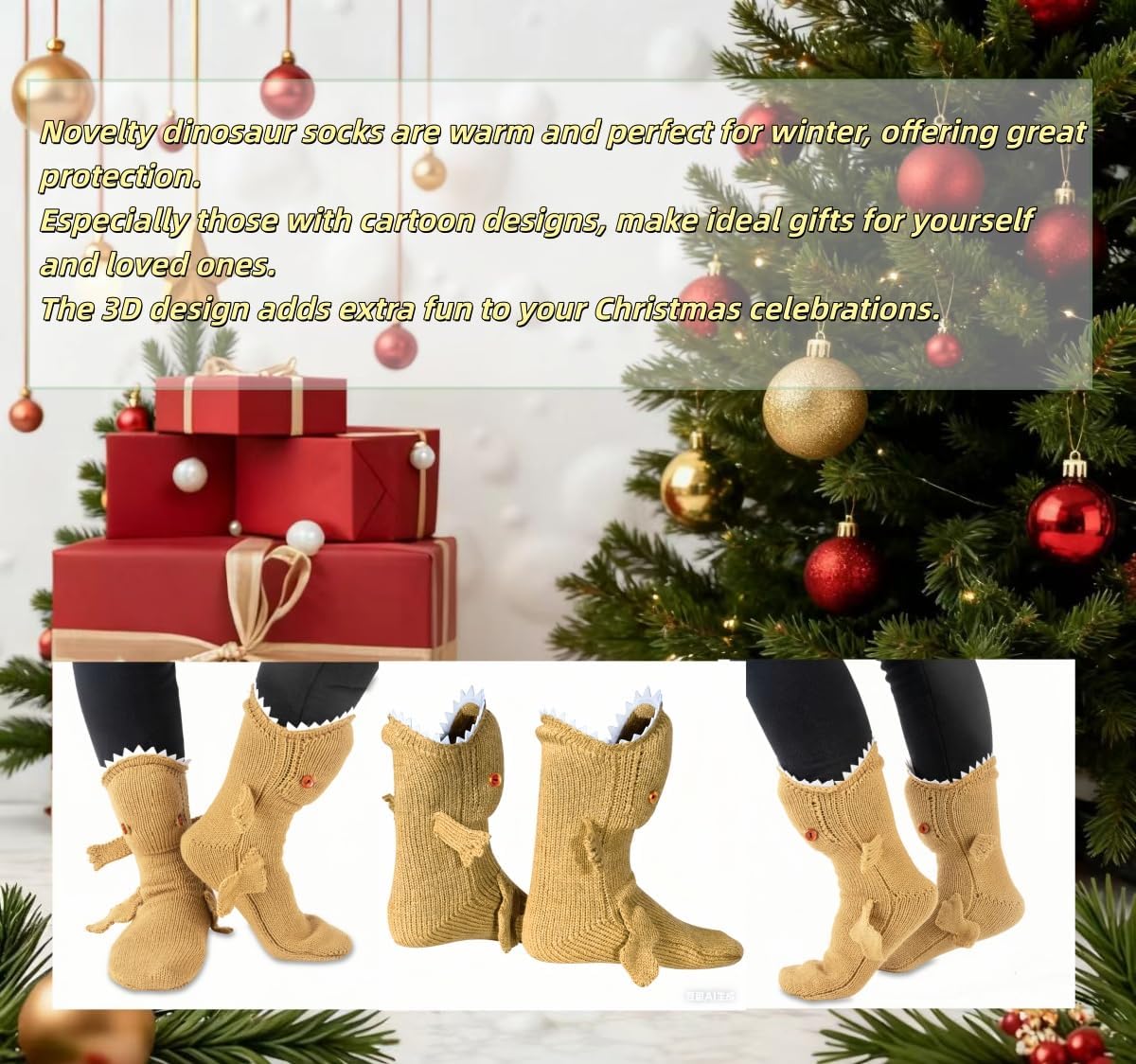 Novelty Animal Socks Knit Shark T-Rex Dinosaur Alligator Croc Sock for Christmas Gifts Creative Home Warm - Image 4