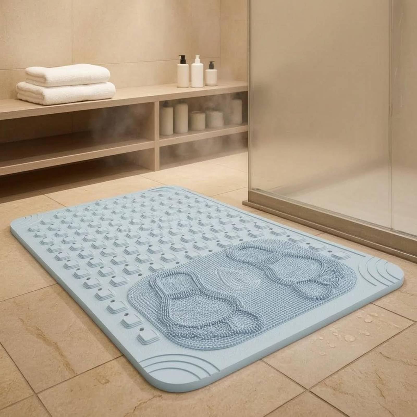 Tappetino Antiscivolo Bagno Tappeto Doccia Tappeto Vasca Pedana Massaggiante con Ventose in Materiale TPE Ispessito con Superficie Testurizzata E, Rosa, 58 88cm
