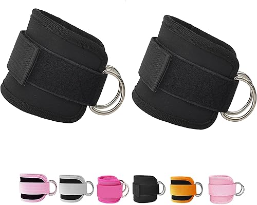Correas de tobillo de fitness para máquinas de cable, paquete de 2 puños acolchados cómodos y ajustables, para entrenamiento de glúteos para hombres