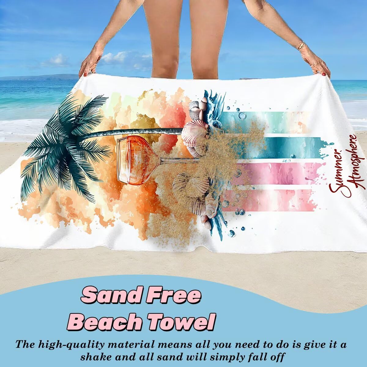 Toalla Playa 90x200 cm, Toalla Gimnasio Microfibra Secado Rapido, Juego de 2 Antiarena Toallas de Playa, Ligera Compacta Toallas Microfibra Grande para Viaje, Regalo Hombre Regalo Mujer (Cóctel) -5069