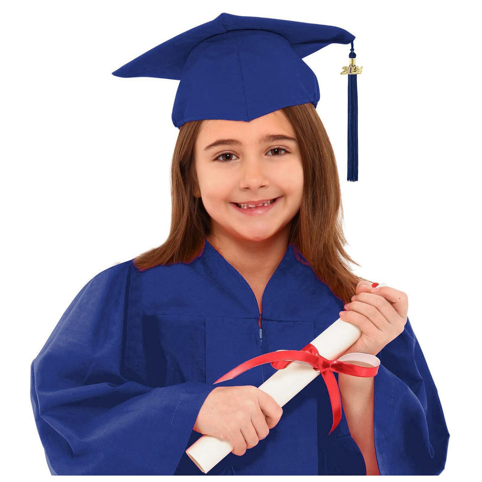 Hhsbeauty Navy Graduation Cap And Gown Set For Kids Nursery Preschool Child Graduation Set Gown And 2024 Tassel Cap Set With Shawl Kindergarten Shiny Graduation Gown 4 Set For 212 Years Old