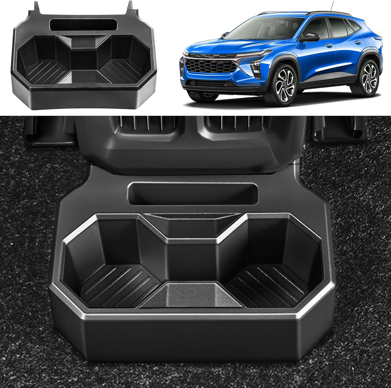 Removable Dual Rear Cup Holder Drink Holder for Chevrolet/Chevy Trax 2024-2025, Console Mounted Backseat Floor Storage Organizer Custom Fit Car Accessories