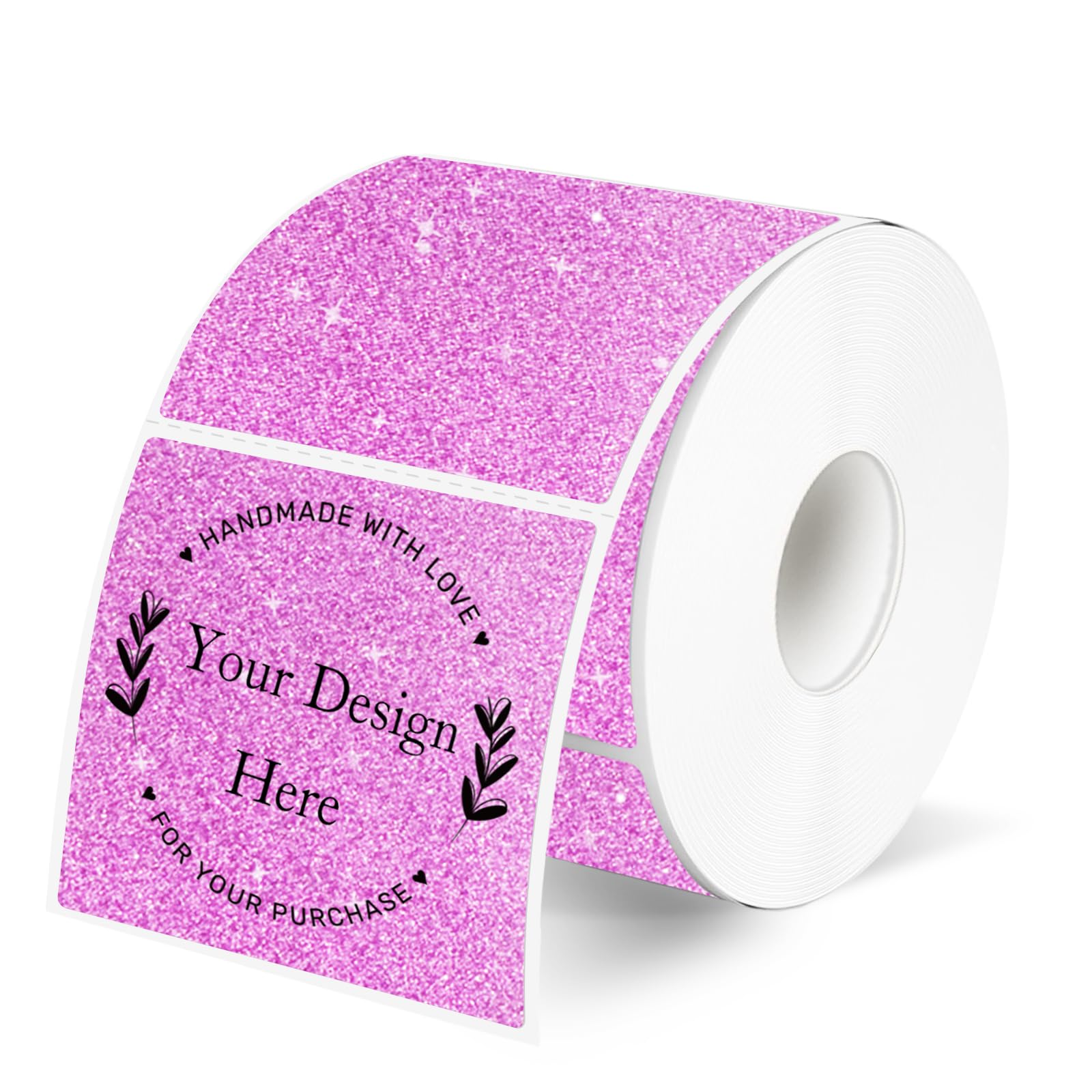 Square Thermal Labels Stickers 2" x 2", Holographic Thermal Stickers Labels, Waterproof Glitter Direct Thermal Printer Label for Small Business-