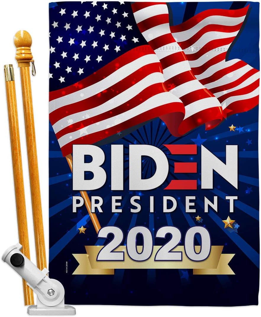 Biden 2020 House Flag Dowel Set Patriotic President Democrat Republican Tea Party United State American Election Small Decorative Gift Yard Banner Made In USA 28 X 40