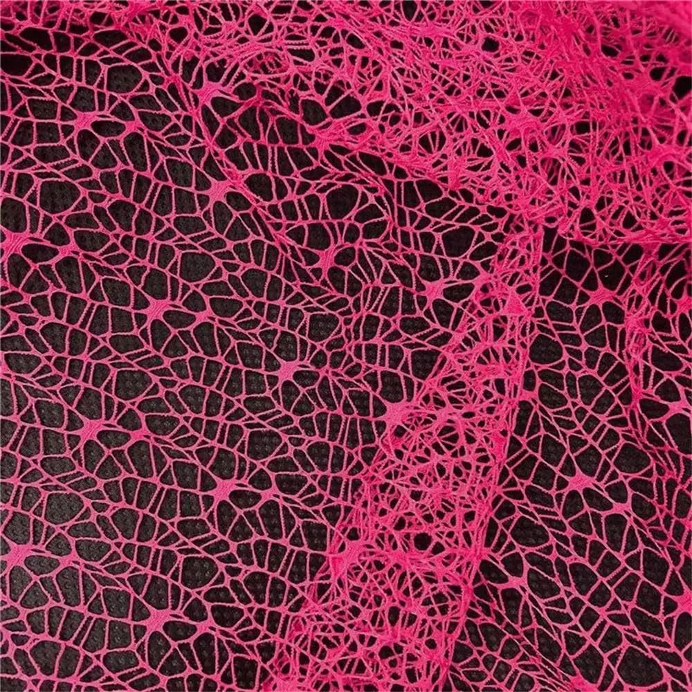 Tela de malla de poliéster con patrón hexagonal, lisa, por metros, para redes de pesca, bolsas de lavandería, costura, tela suave y transpirable, malla roja rosa, 100 x 150 cm