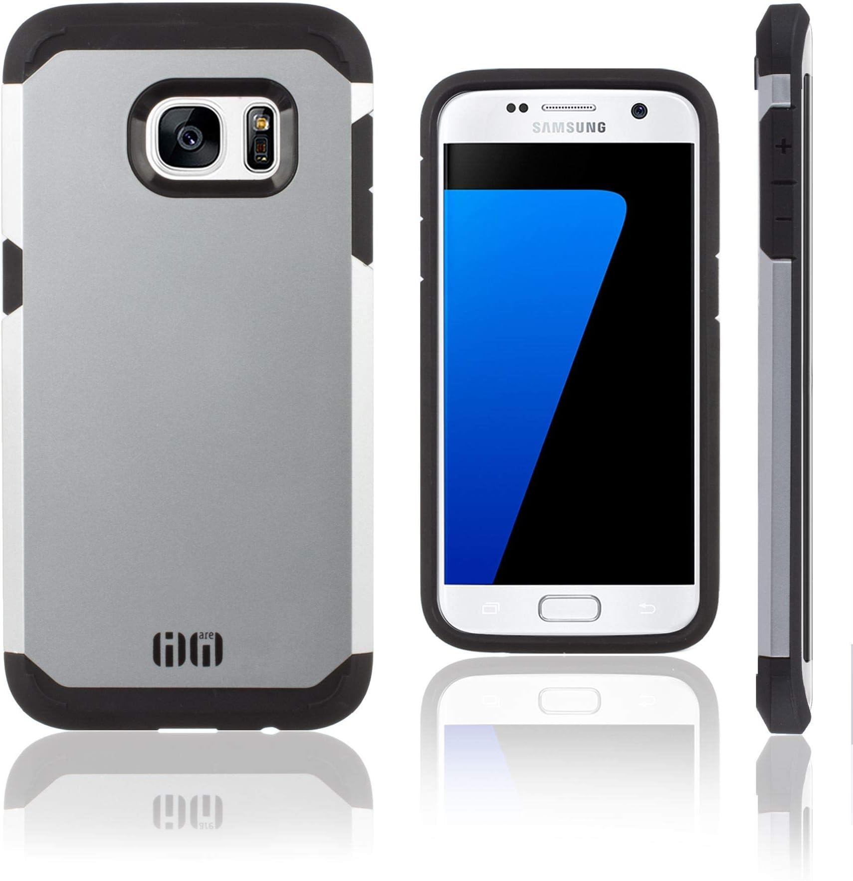 Lilware Angular Armor Hard Plastic Case for Samsung Galaxy S7 Edge - Black/Silver