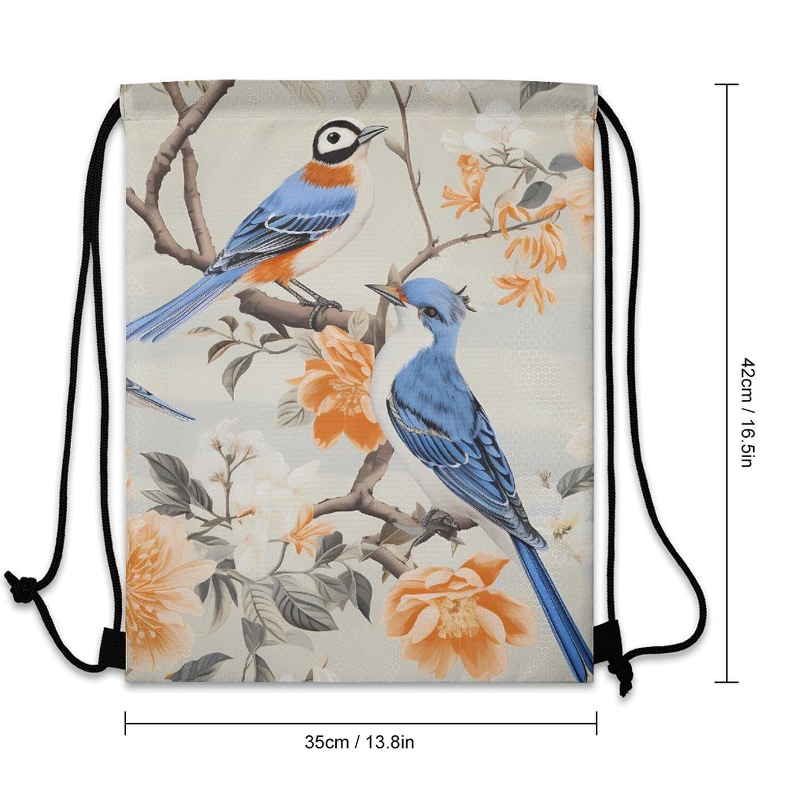 Bird Flower Drawstring Backpack Durable Sport Gym Bags Daypack for Men Women 35 * 42cm