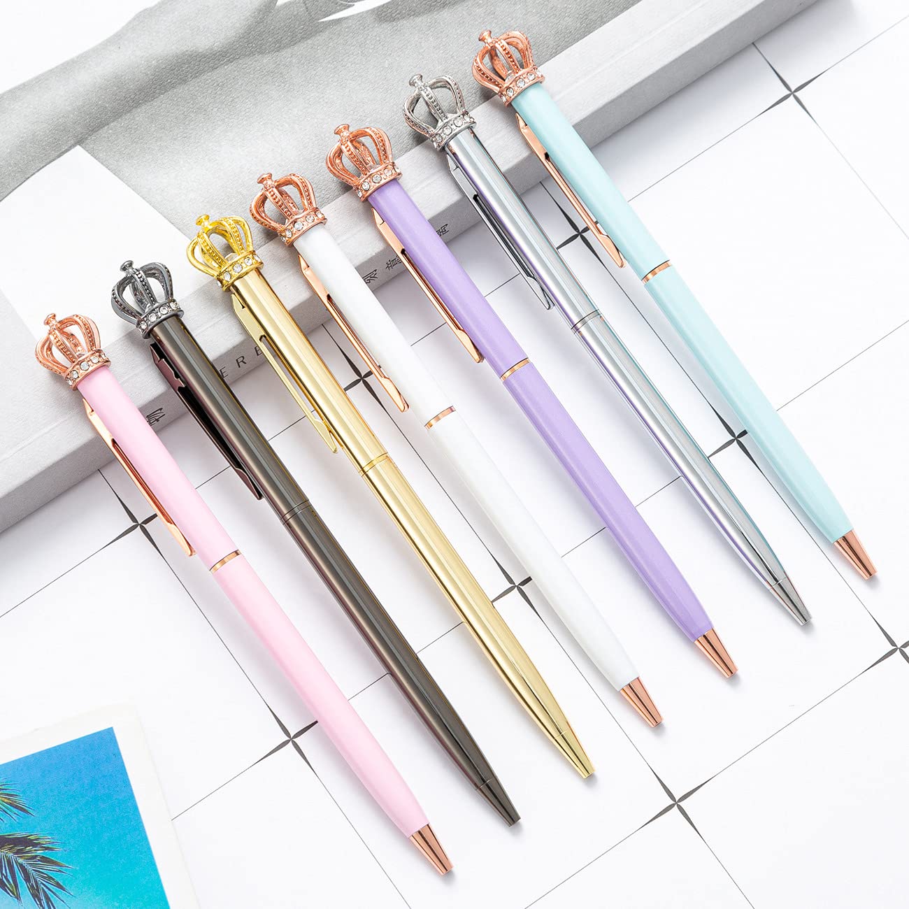 1 Crystal Shiny Metal Crown Ballpoint Pen Interesting Ball Ballpoint Pen Stationery Office Supplies — view 5