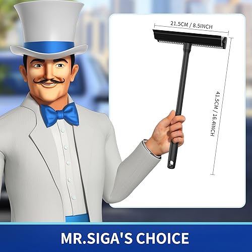 Miniatura 2 de MR.SIGA Professional 2-in-1 Car Window Squeegee and Sponge Scrubber for Cleaning and Washing, Rubber Blade Cleaner With Handle, Black