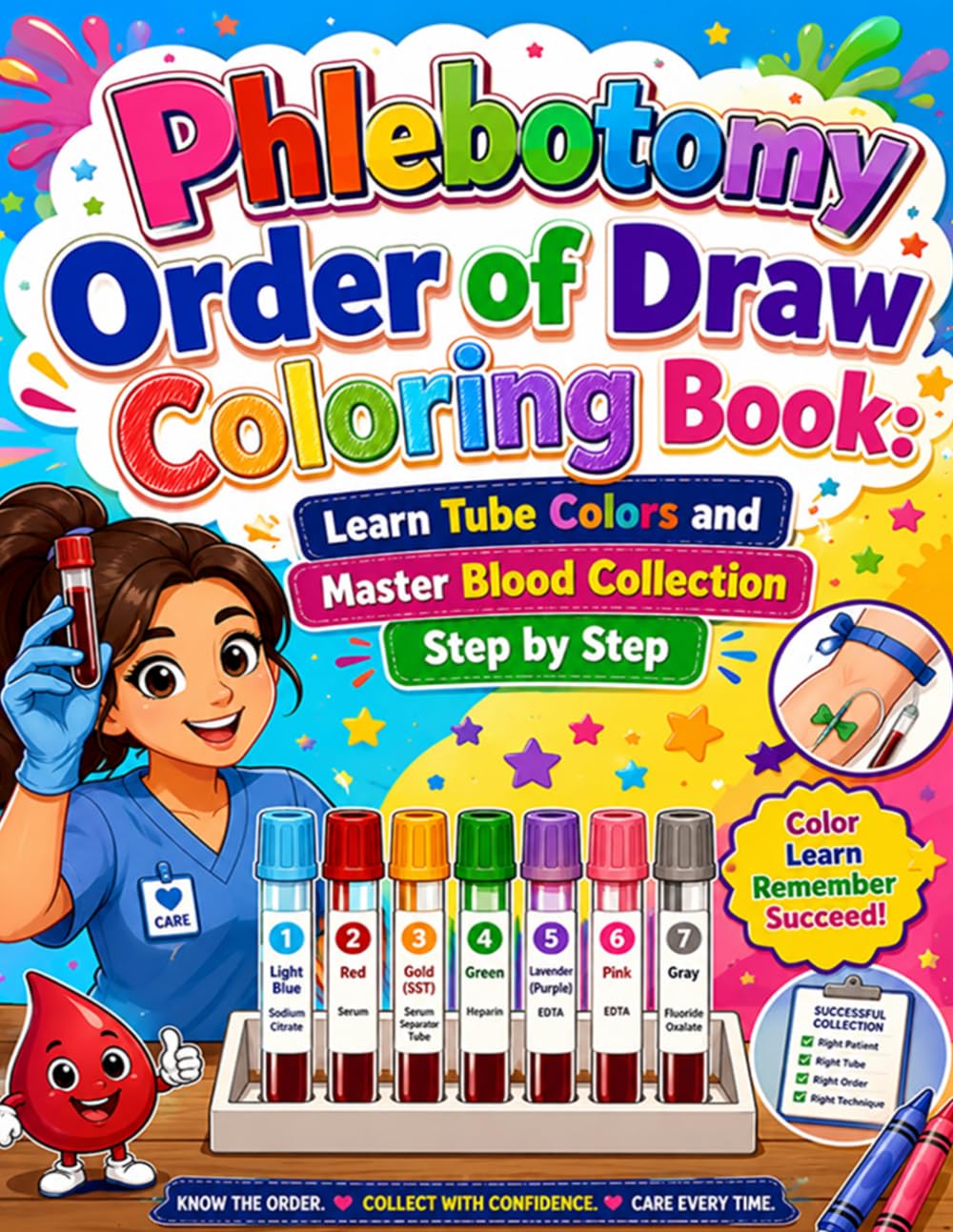 Phlebotomy Order of Draw Coloring Book: Learn Tube Colors and Master Blood Collection Step by Step: A Fun and Educational Coloring Journey to Learn ... Skills Through Easy Step by Step Activitie