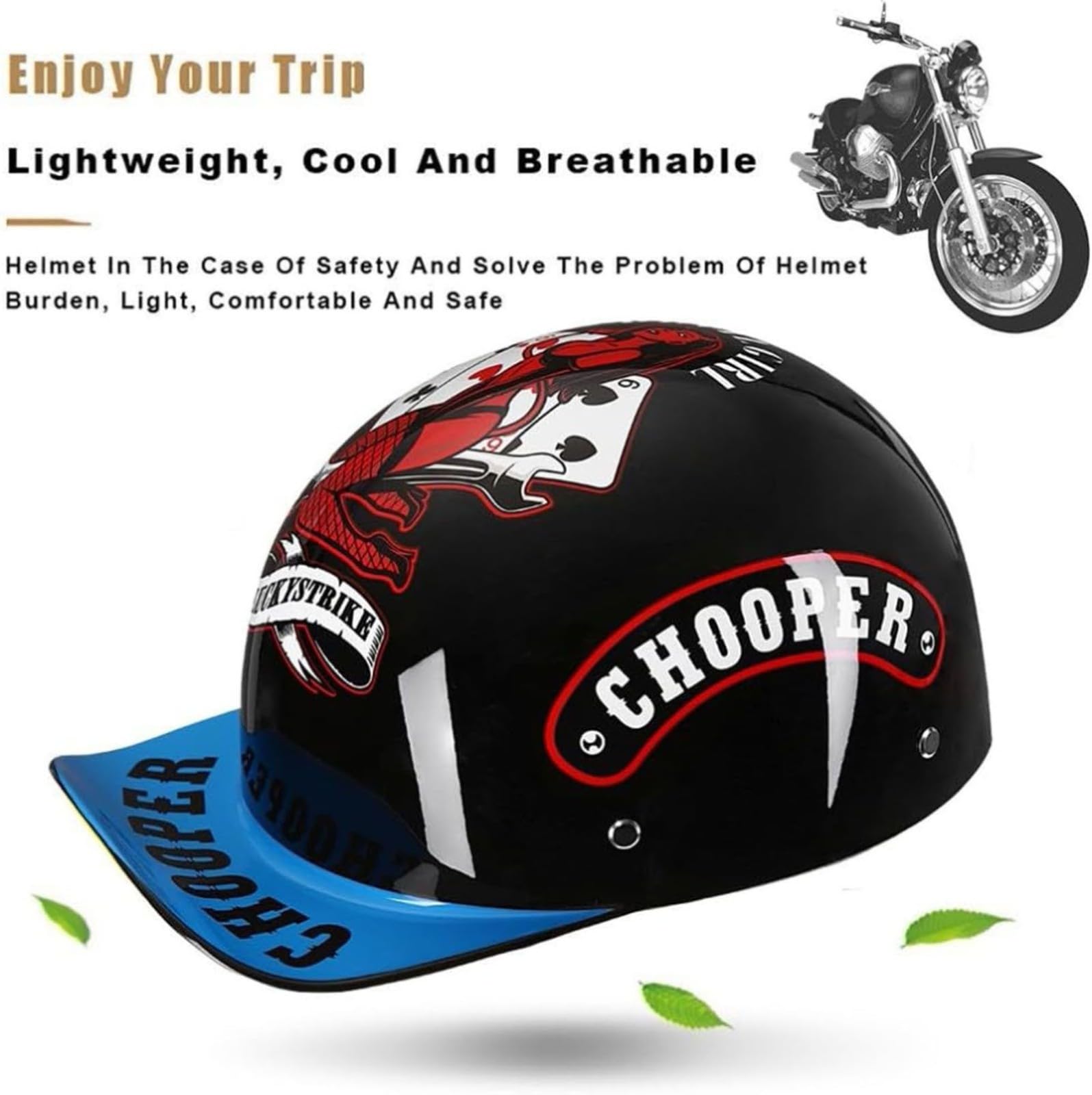 Casque De Moto Rétro Dot/ECE Homologué Demi-Casque, Casquette De Baseball Confortable Et Respirante, pour Scooter Cyclomoteur Hommes Et Femmes Street Cruiser Jet Style Casque