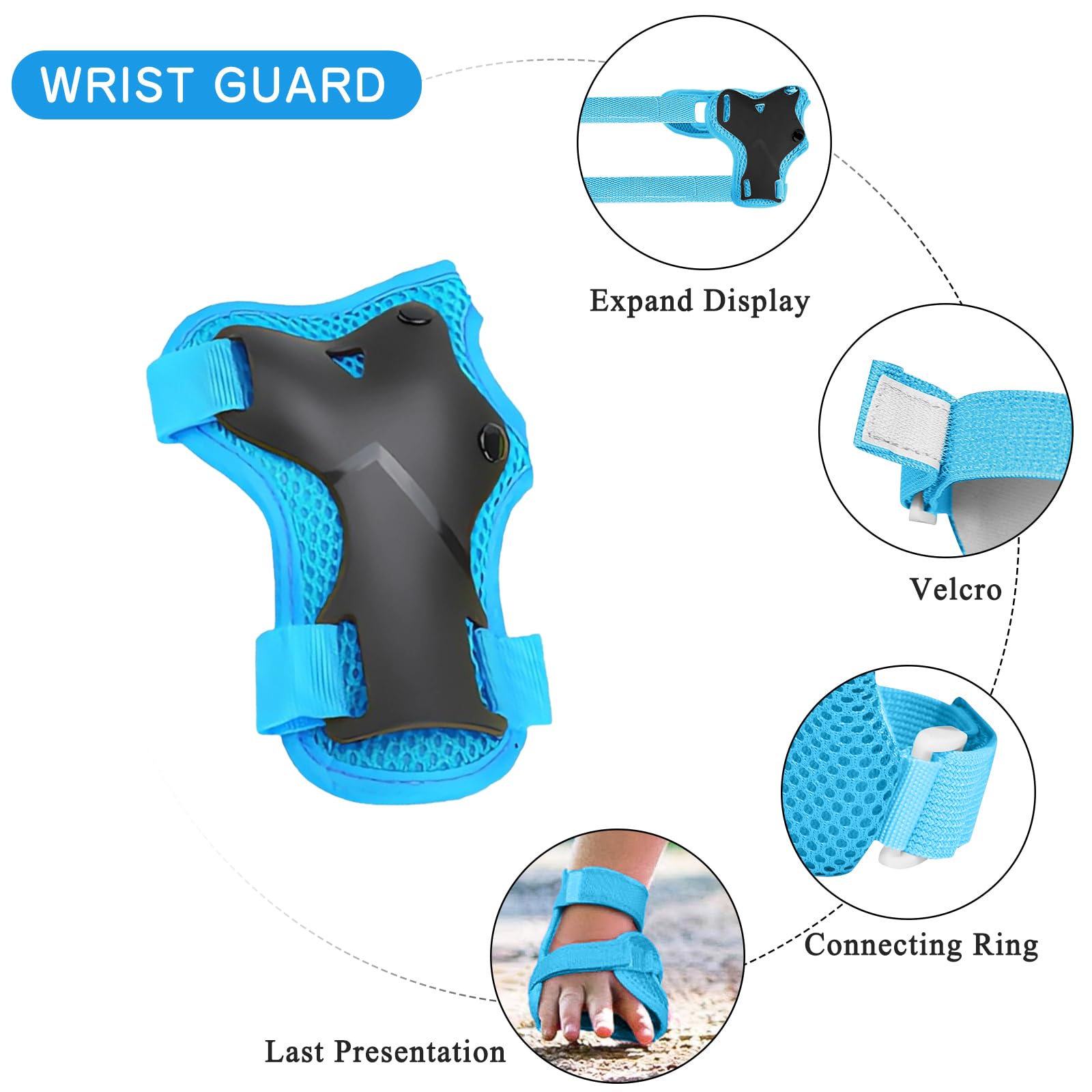 Kit de Protection pour Patins à roulettes, 6 Pièces Genouillères Coudières Protège-Poignets Réglables