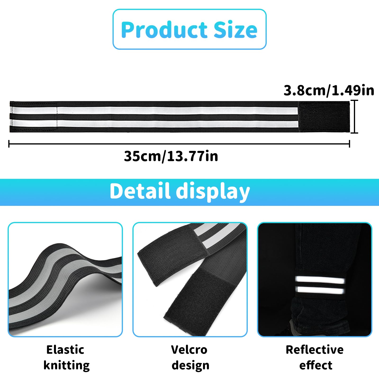 SPRHR Brassard Securite, 10 Pièces Bande Reflechissante, Brassard Securite Enfant, Bracelet Réfléchissant Réglable Pour Course à Pied, Cyclisme, Escalade, Promener Le Chien