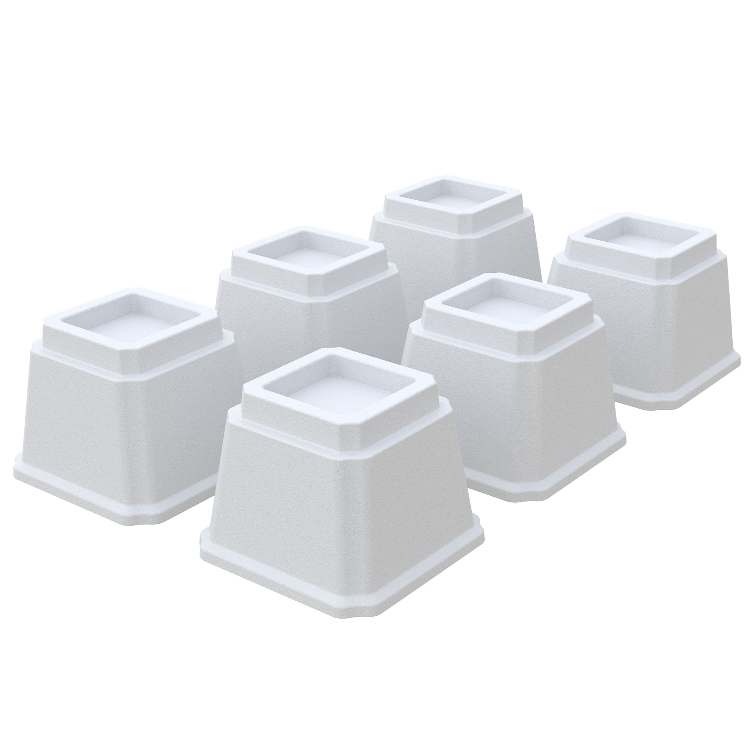 Elevadores de cama de 4 pulgadas, elevadores de cama resistentes, juego de 6 elevadores de muebles de 3 libras para sofá y mesa, color blanco