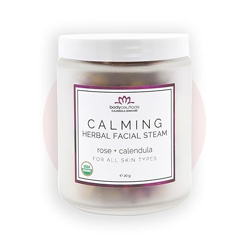 Rose + Caléndula - Vapor facial de hierbas | Pétalos de rosa orgánicos y caléndula, vapor facial calmante e hidratante con flores orgánicas, sin