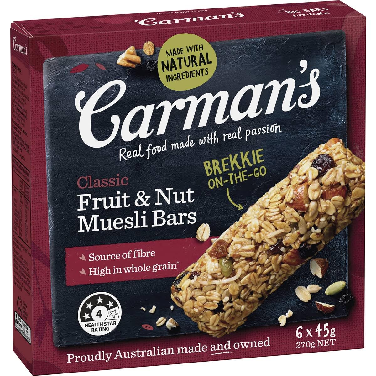 MUESLI BARS CLASSIC FRUIT & NUT (6 PACK) 270g