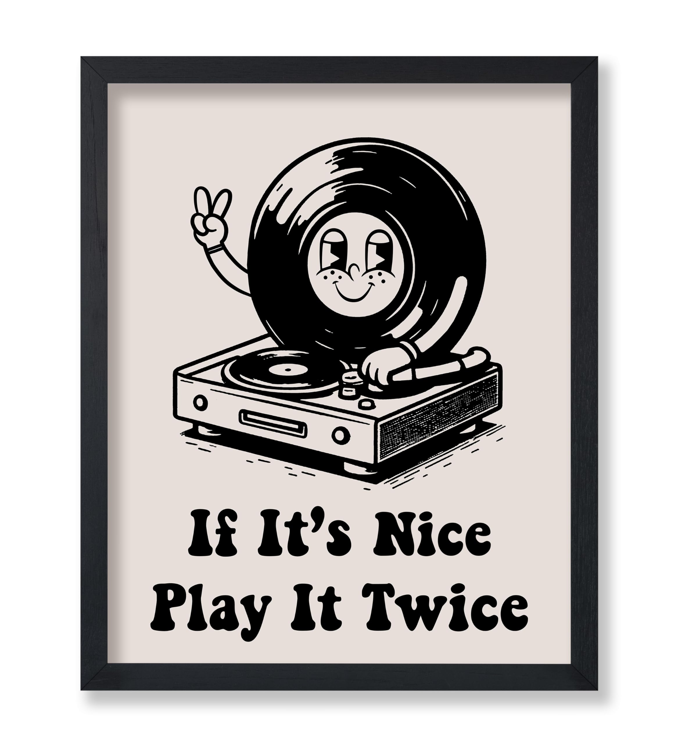 Poster Master If It's Nice Play It Twice Poster - Retro Record Player Print - Turntable Art - Music Print - Black Preppy Design - Trendy Design -