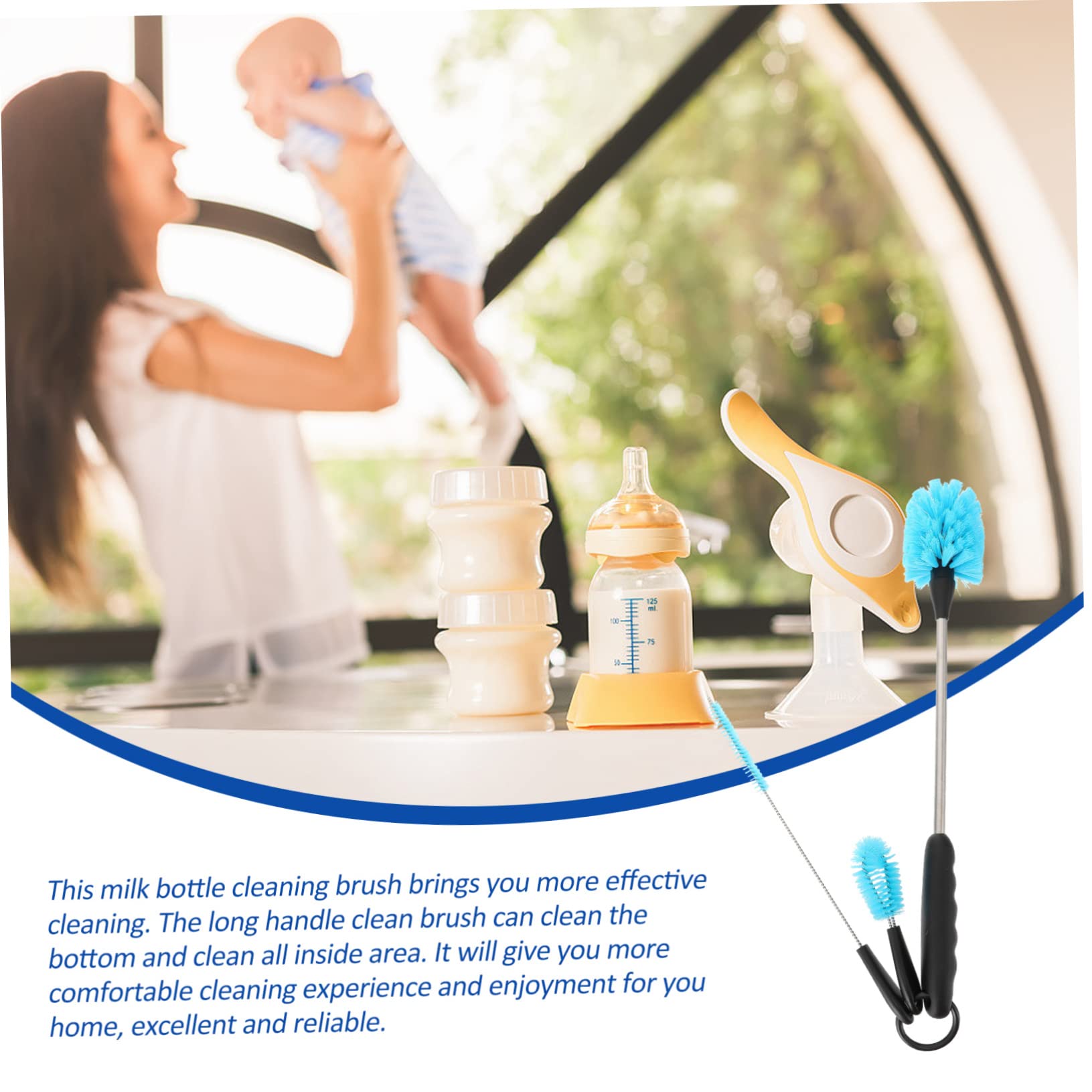 HAPINARY 3pcs Cleaning Brush Long Handle Bottle Cleaner Water Pipe Cleaner Brush Bottle Brush Cleaner Long Handle Cleaner Brush Mini Kettle Home Brush Cups Scrubber Brush Blue Nylon