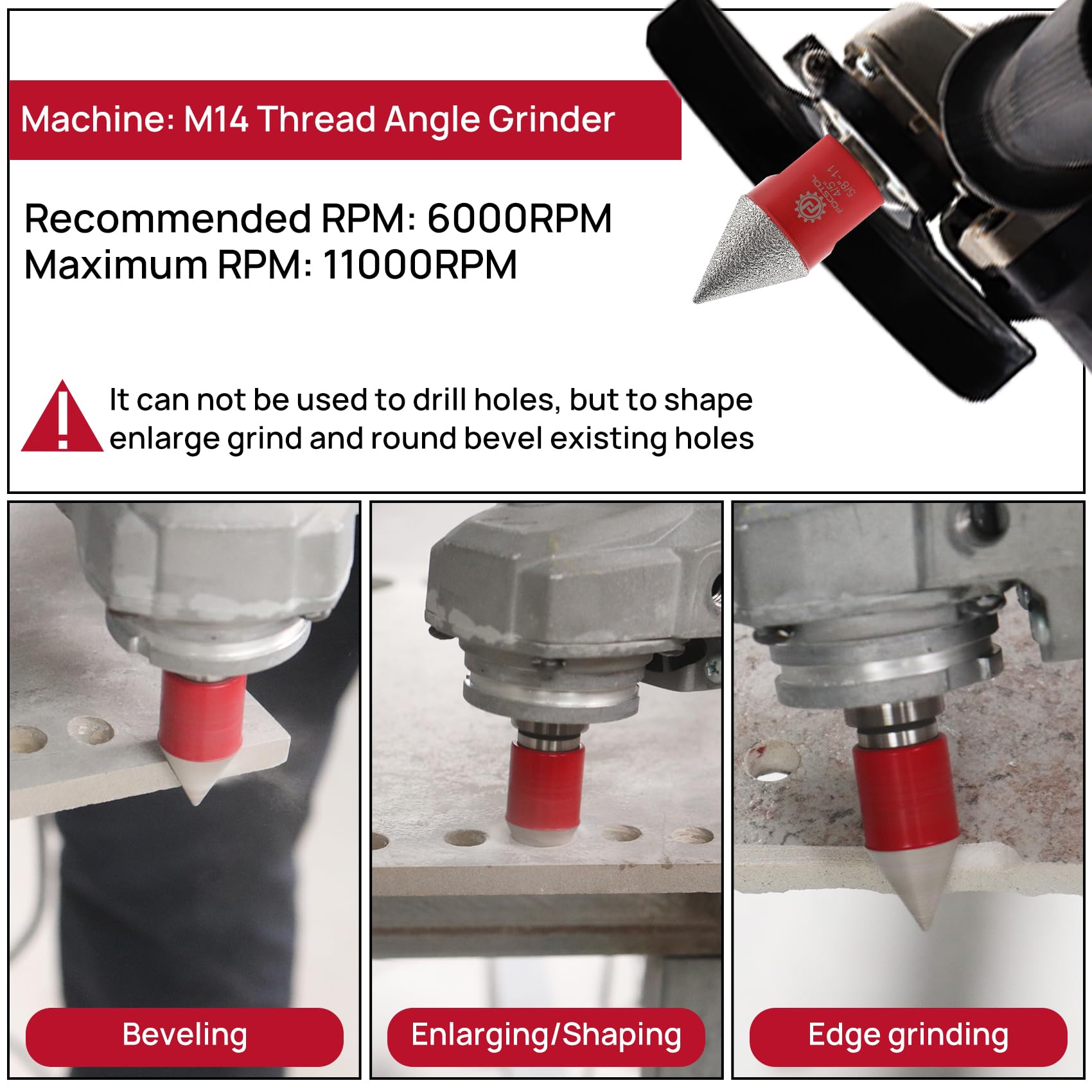 Set Punte Diamantate Per Piastrelle E Gres - 10 Pezzi Con Fraise Per Smusso | 6-68mm, Con Adattatore - Foto 12