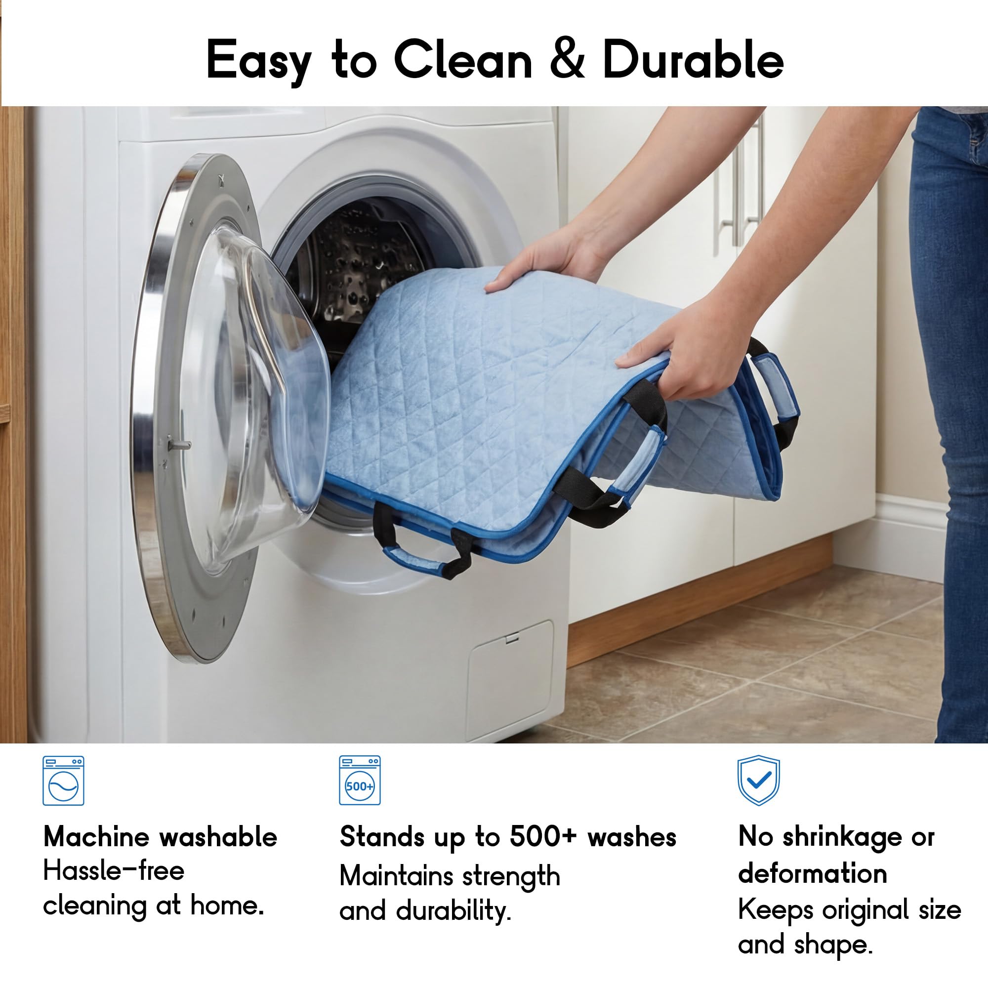 CoolShields Positioning Bed Pad with 8 Reinforced Handles, 34" x 52" Washable Waterproof Transfer & Sliding Sheet for Moving, Turning & Lifting Patients, Elderly, Bedridden & Incontinence Care