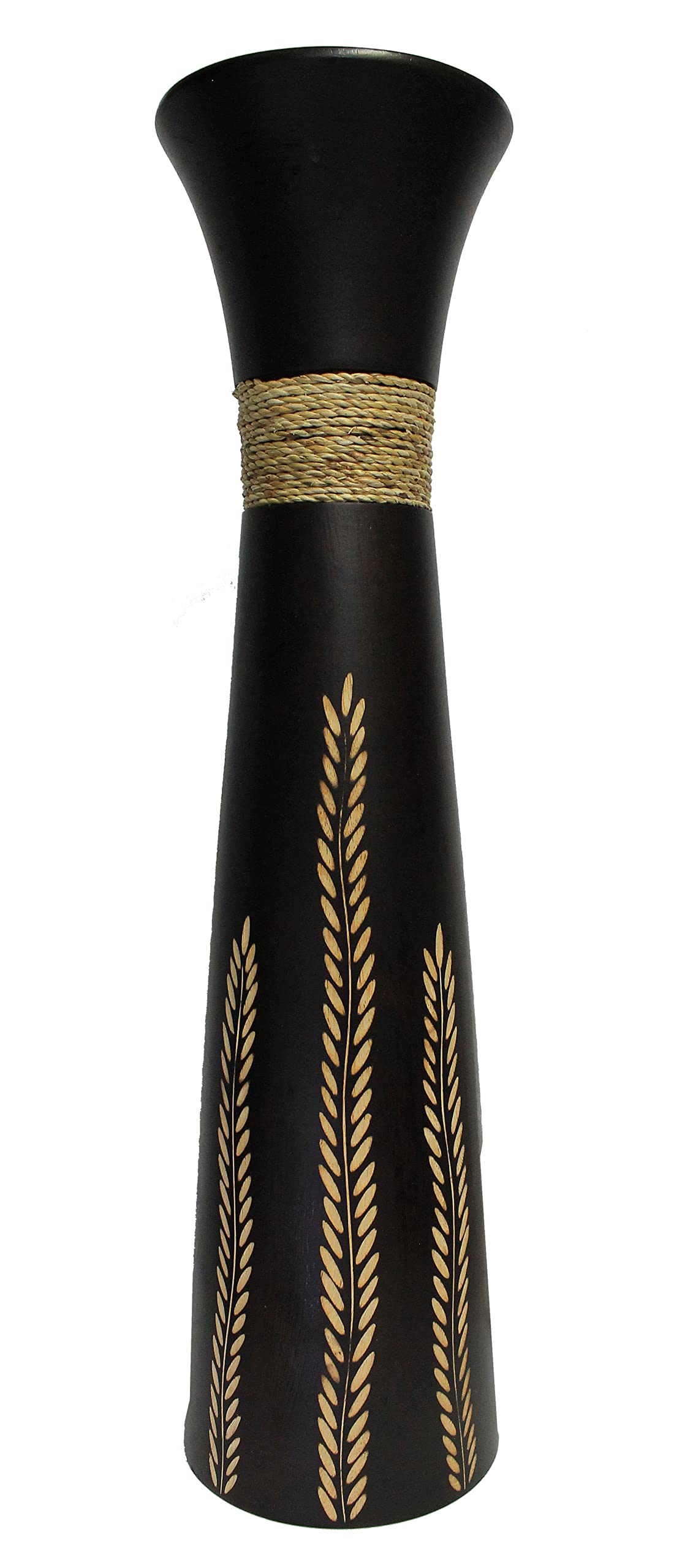 Vase à fleurs en bois de manguier massif, pièce décorative d'exception