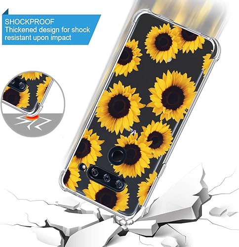 Miniatura 7 de Funda para LG V40, para LG V40 ThinQ con flores, a prueba de golpes, transparente, suave, flexible, TPU delgada, funda para LG V40para LG V40 ThinQ