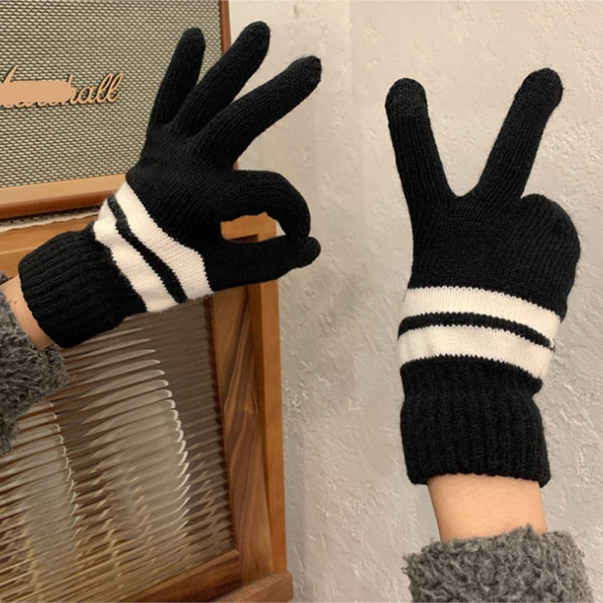 RUVOO Guantes Running Guantes For Pantalla Táctil Con Rayas Gruesas For Abrigarse Y Guantes De Cinco Dedos For Ciclismo Guantes Deporte Hombre