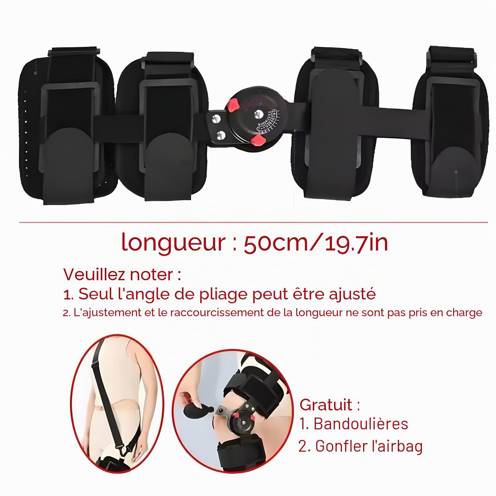 Orthèse de Genou,Support orthopédique réglable à charnière pour genouillère, Protection Post-opératoire pour genouillère, orthèse osseuse et ligamentaire,Left Side
