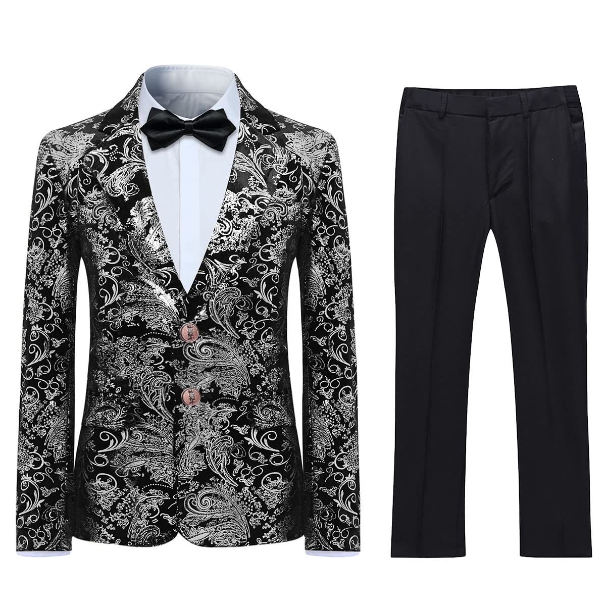 Boyland Boys Jacquard Suit Slim Fit Tuxedo Suits Jacquard Notch Lapel Tux Jacket Pants Party Formal Wear
