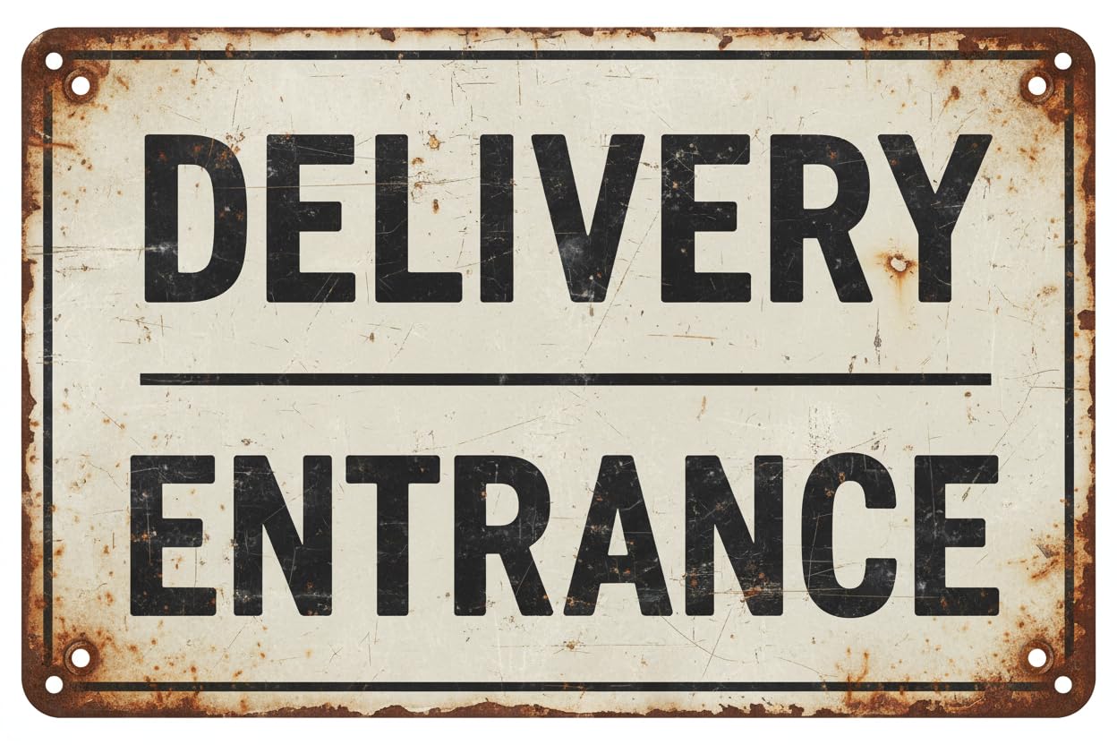Wall Decor Delivery Entrance Shipping And Receiving Loading Zone Alert Caution Warning Notice Aluminum Metal Tin 8"x12" Sign Plate Vintage Signs Plates Printed